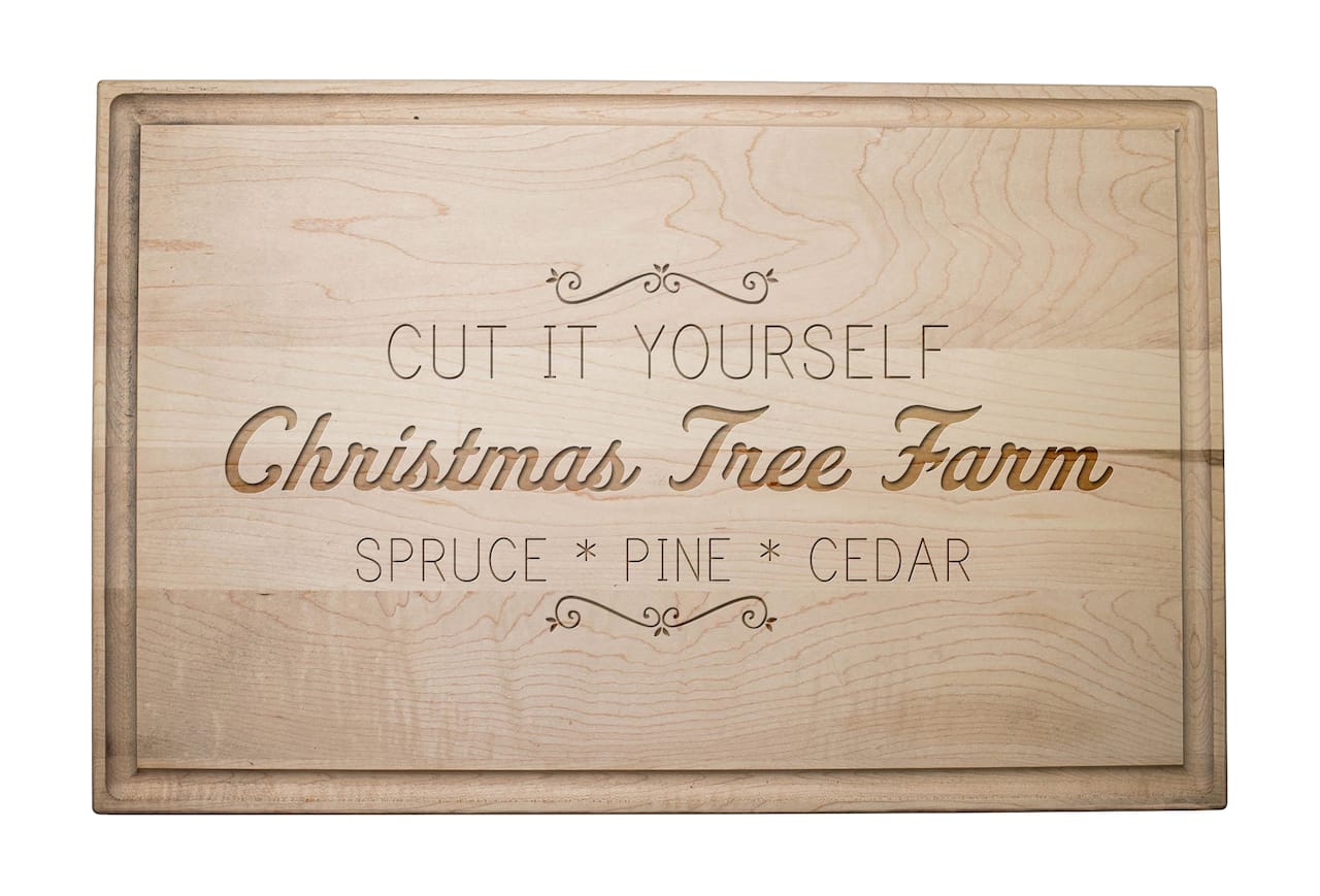 17" x 11" Christmas Tree Farm Maple Cutting Board